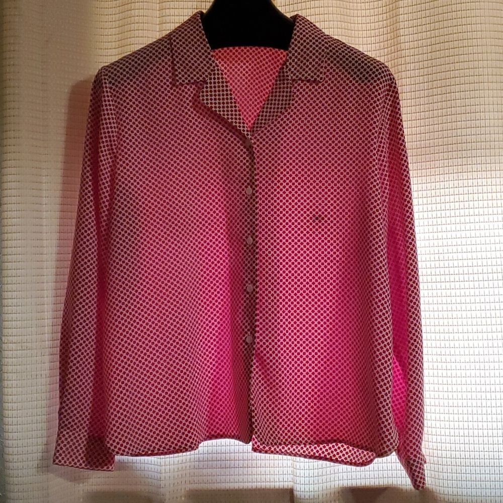 Liz Baker red & white button down vintage